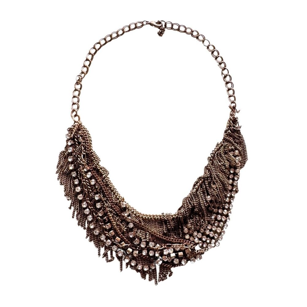 BCBGMAXAZRIA - Crystal-Embellished Chain Fringe Statement Necklace